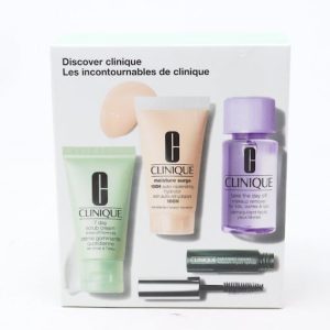پک 4 تایی اورجینال کلینیک CLINIQUE مدل Clinique Discover (تعداد 4 تایی پاک کننده، آبرسان، اسکراب و ریمل )