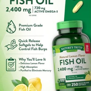 امگا 3 نیچرز تروث 2400 میلی گرم | Nature's Truth Vitamins Natural Lemon 250 softgels
