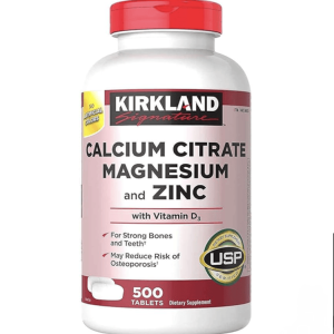 کلسیم منیزیم، سیترات،زینک دی۳، کرکلند اصل |Calcium,magnesium,citrate,zinc and vitamin d3 Kirkland 500 tablets