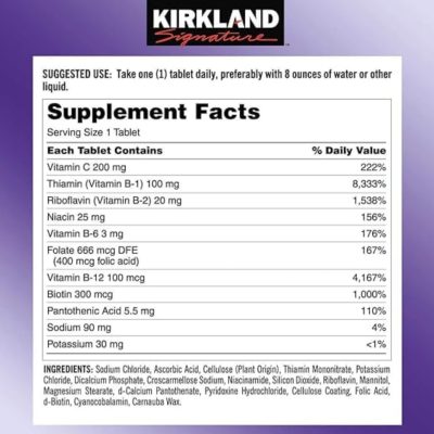 سوپر ب کمپلکس با الکترولیت کرکلند 500 عددی Kirkland Signature Super B-Complex with Electrolyte